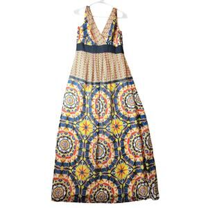 Ann Taylor Geometric Kaleidoscope Maxi Dress Bold‎ Abstract Print Size 2 New